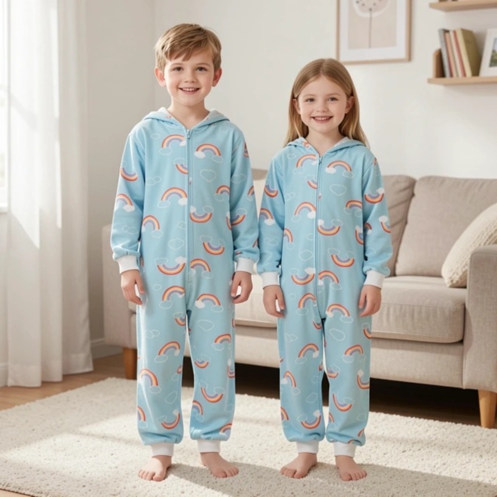 Cat & Jack Zip One Piece Unicorn Rainbow Costume Pajamas Girls Size L 10/12 Kids